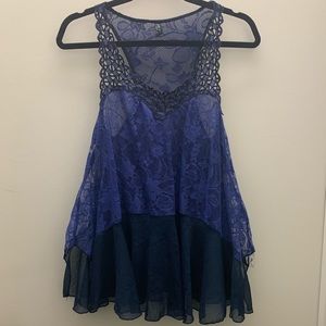 Free people blue top / swim cover XS